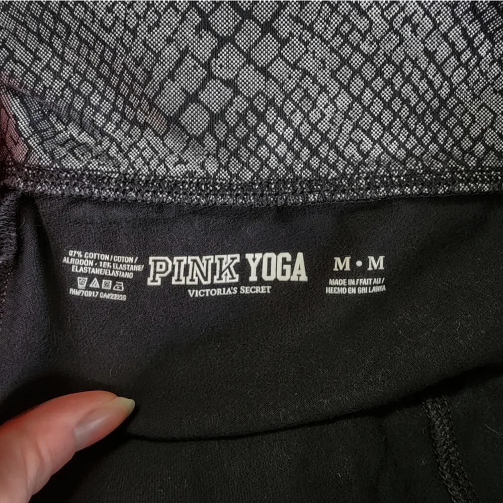 Victoria's Secret Black Yoga Shorts with Silver Snake Print Fold Over Waistband - Picture 2 of 3